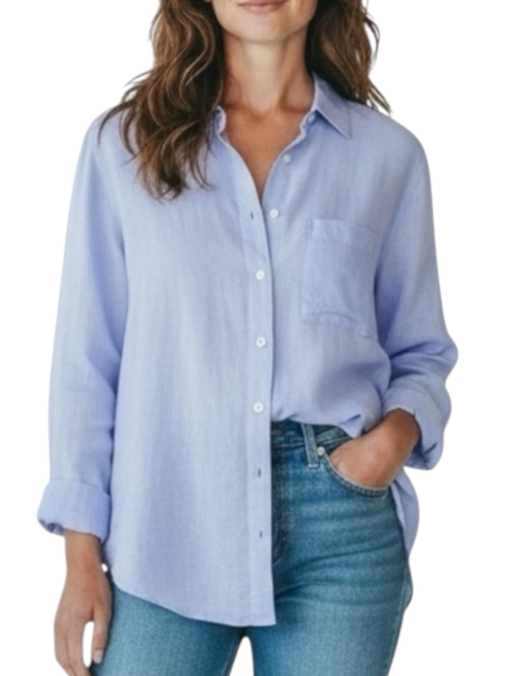 CHICOās DESIGN 100% Linen Button-Up Shirt ā Vintage??? ā Size 1 ā Missing Button